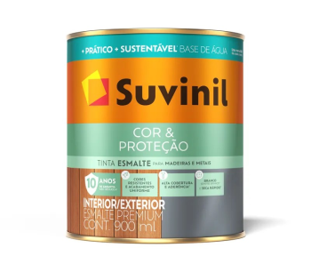 Tinta Esmalte Cor Proteção Base Água Acetinado Suvinil 900ml Preto